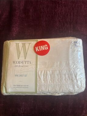 ULTRA RARE VTG Wamsutta KING Sheet Set Ivory Lace NWT